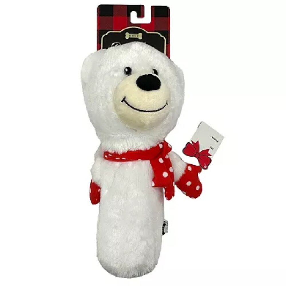 Woof White Bear Bottle Squeaker Dog Toy
